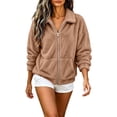 thumbnail image 6 of Enjoytime Fleece Jacket Women Collared Long Sleeve Zip Up Coat Fall Winter Warm Cozy Casual Plus Size Clothes with Pocket, 6 of 8