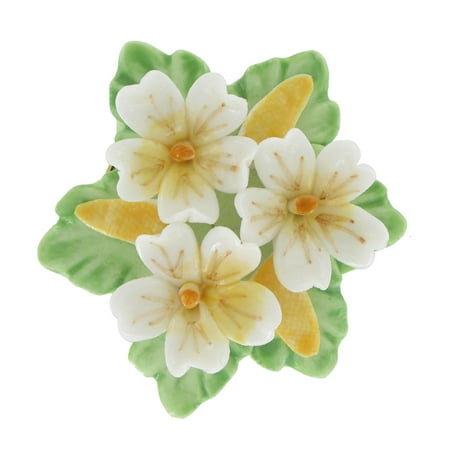 - Ceramic China Yellow White Flower Floral Bouquet Pin Brooch