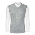thumbnail image 1 of Unique Bargains Men's Sleeveless V-Neck Solid Color Cable Knitted Sweater Vest Light Gray M, 1 of 6