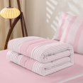 thumbnail image 5 of Castle Fairy Boho Thin Vertical Stripe Zipper Twin Comforter Sets with Fitted Sheet and 2 Pillowcases,Tribal Wide Band Zipper Bedding Set,Pale Pink White,Reversible, 5 of 7