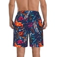 thumbnail image 3 of KLL Tropical Flower Men's Casual Summer Beach Shorts Hawaiian Shorts with Pockets-Small, 3 of 5