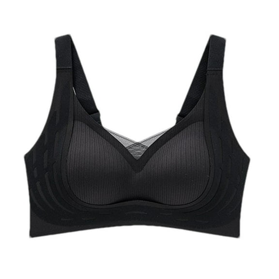 WCMZJ Womens Seamless Push Up Bra No Underwire Comfort Support Breathable Soft Wireless Bralette Full Coverage Sport Everyday Bra Black L