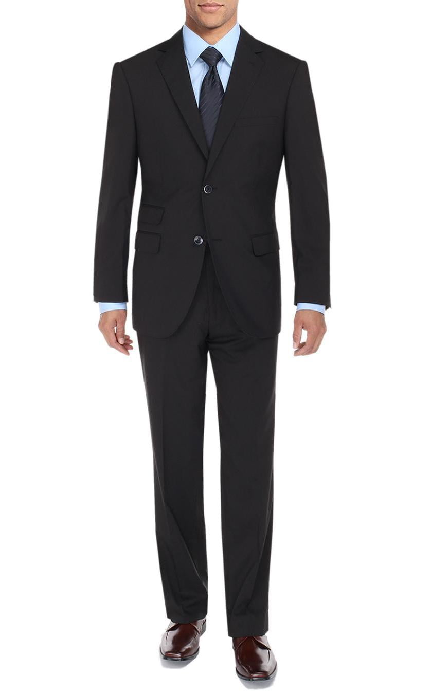 Mens Ticket Pocket 2piece Black Modern Fit Suit DTI DARYA
