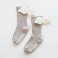 thumbnail image 3 of 2024 Calcetines de algodón con alas de ángel para recién nacidos, de color caramelo liso, para niños pequeños, calcetines largos hasta la rodilla para niñas bebés, 3 of 5