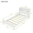 thumbnail image 3 of [Luckynote]Twin Pine Wood Bed with Bookcase Headboard ,LED Motion Sensor Light, Guardrails,White, 3 of 10