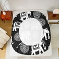 thumbnail image 5 of Feelyou Hippie Black Elephant Full Size Sheets, Tribal Damask Flower Bed Sheets, Teens Kids Boys Girls Sheet Sets, Luxury Bedroom Decor, 4-Piece, 5 of 7