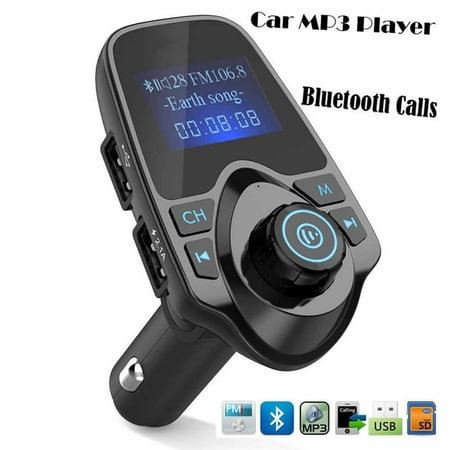LED frequency display Car MP3 Player Supports bluetooth Hands-free FM Transmitter music playing Built-in intelligent microphone with USB/TF (Best Frequency For Fm Transmitter)