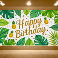 thumbnail image 5 of Tropical Themed Happy Birthday Banner with Pineapples and Green Leaves Background Party Decoration Photography Props Backdrop for Birthday Parties Summer Events and Photo Shoots, 5 of 7