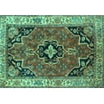 thumbnail image 1 of Ahgly Company Machine Washable Indoor Rectangle Oriental Turquoise Blue Traditional Area Rugs, 7' x 10', 1 of 4