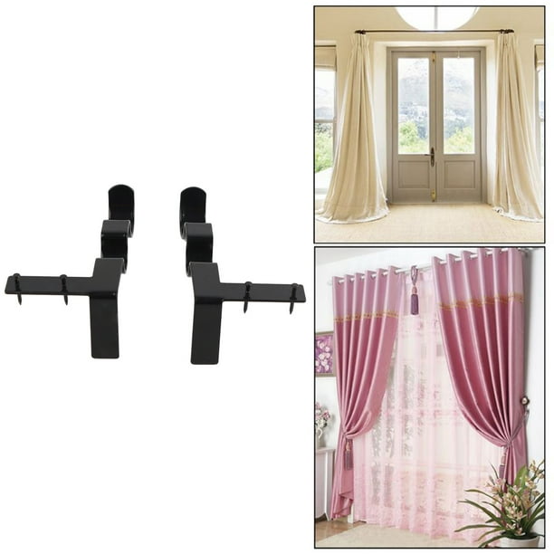 2Pcs Double Curtain Rod Bracket Steel 20lb Load Bearing Easy Assembly Curtain  Rod Hooks Universal Curtain Hooks For 
