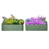 2PCS Galvanized Steel Planter Boxes with Open Bottom Garden Garden Bed Set Raised Plant Bed Easy Quick Setup