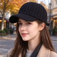 thumbnail image 3 of VONCOS Women Cable Knit Baseball Cap for Women Thick Warm Fall Winter Knitted Hat with Adjustable Strap for Daily Outdoor Use, 3 of 4