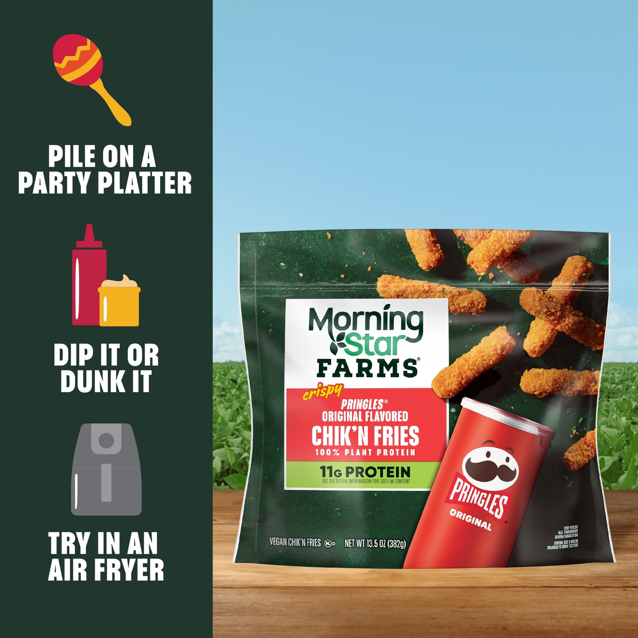 MorningStar Farms Pringles Original Flavor Plant Based Chik'n Fries, Vegan Meat, 13.5 oz Bag