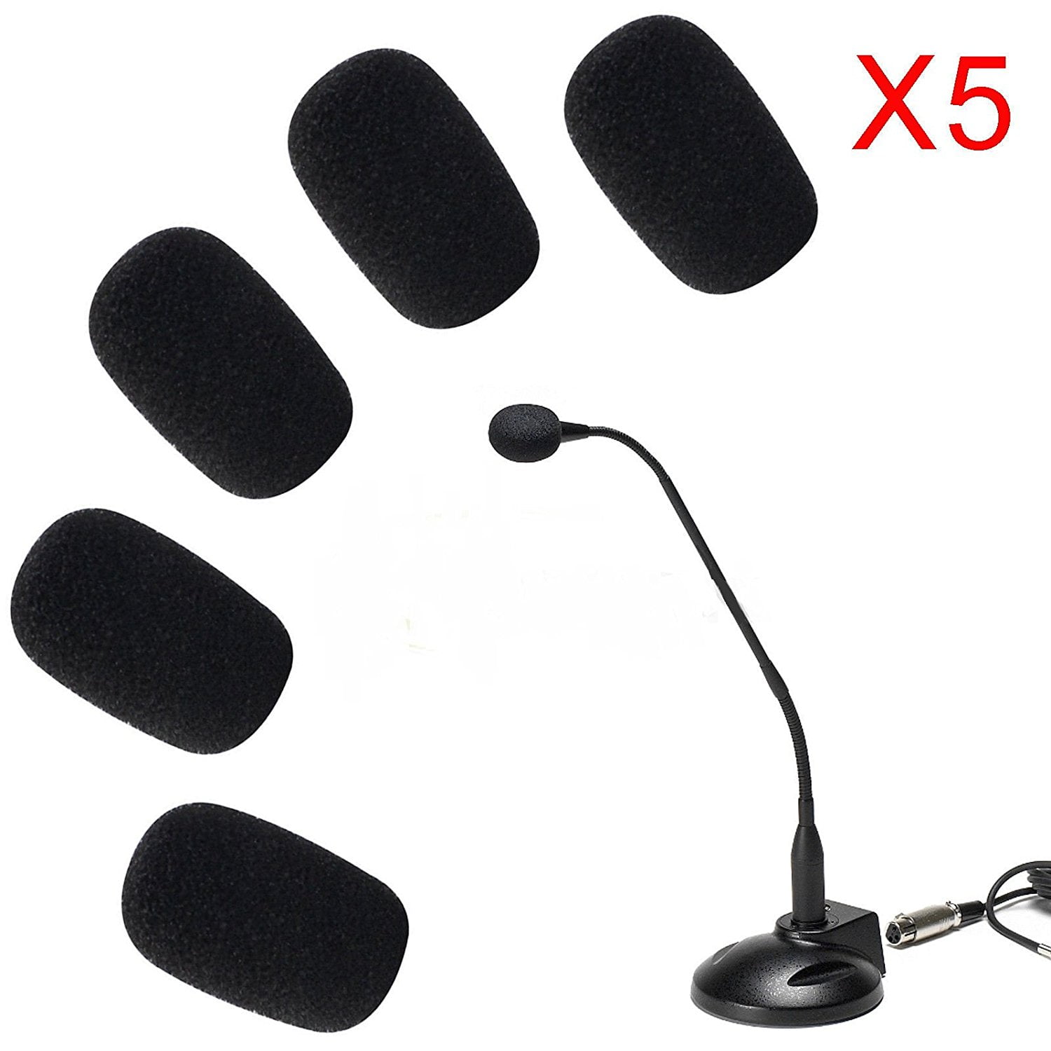 ANiceSeller 5 x 5 Pack Small Mic Microphone Windscreen Soft Foam Mic