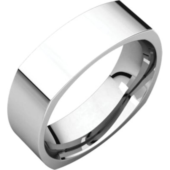 6mm Square Comfort Fit Band in 14k White Gold - Size 6.5