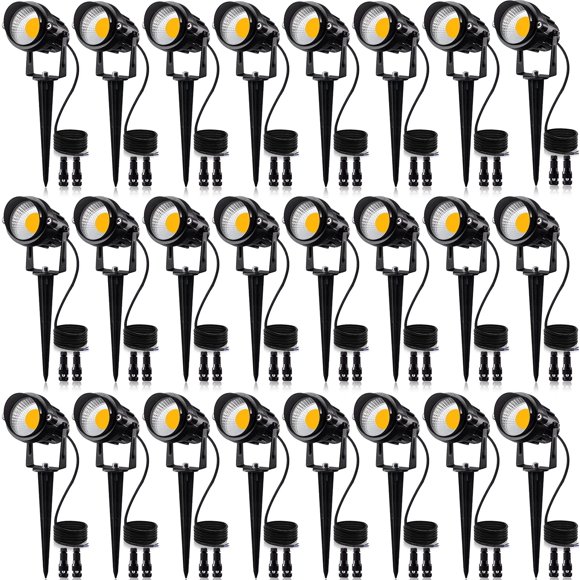 Luces de paisaje SUNVIE, paquete de 24, 12 W, 12-24 V, IP65, blanco cálido