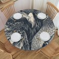 Animal classical painting Round Picnic Table Cloth, Elastic Waterproof