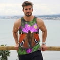 thumbnail image 6 of Lsque Peacock butterfly Pattern Mens Tank Tops Muscle Athletic Quick Dry Sleeveless Workout Fitness T Shirts Beach Tank Top, Loose-fit Sleeveless Shirt for Men-, 6 of 7