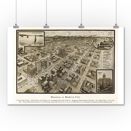 Houston Texas 1812 Panoramic Map 36x54 Giclee Gallery