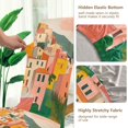 thumbnail image 5 of Yayeee 2 Pack Dining Chair Covers Stretch Parson Chairs Slipcovers Seat Protector, Pink Cityscape Painting, 5 of 6