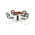 thumbnail image 2 of OFM Multi-Use Break Room Package, 36" Square Table with Moon Stack Chairs, Cherry Finish with Metal Mesh Base and Lavender Seats (PKG-BRK-174), 2 of 2