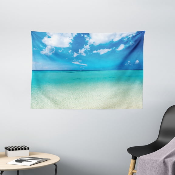Tropical Tapestry, Paradise Ocean Dreamy Sea Vacation Serene Summer Exotic Relax Summer Picture, Wall Hanging for Bedroom Living Room Dorm Decor, 60W X 40L Inches, Turquoise Blue, by Ambesonne