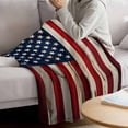 thumbnail image 3 of Red American Flag Blanket Soft Cozy Warm Throw Blanket for Couch, Plush Fuzzy Flannel Fleece Blankets for Sofa, Navy Blue Stars Wooden Bed Blankets Lightweight Gifts for Women, 50"x80", 3 of 9