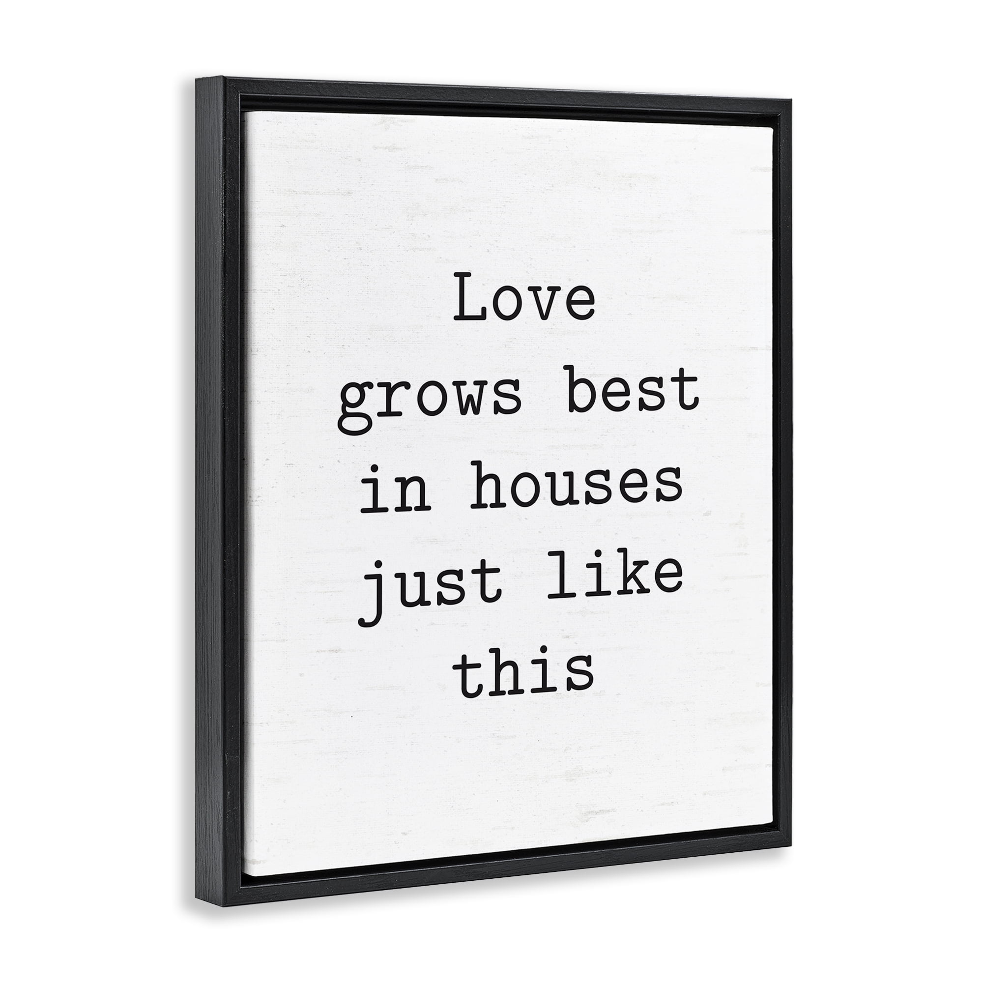 Stupell Industries Where Love Grows Best Text & Numbers Painting Black Floater Framed Canvas Art Print Wall Art, 17 x 21
