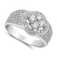 thumbnail image 2 of Four Stone Floral Women's Engagement Ring, Pave Set Cluster Anniversary Ring, 2.1 Ct Simulated Round Cut Diamond Ring, 14K White Gold Plated, Pomise Proposal Wedding Ring For Her Bithday Gift, 2 of 2