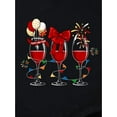 thumbnail image 4 of Red Wine Glass Print Black Women's Casual Fashion Tops Round Neck Short Sleeve T-Shirt, 4 of 7