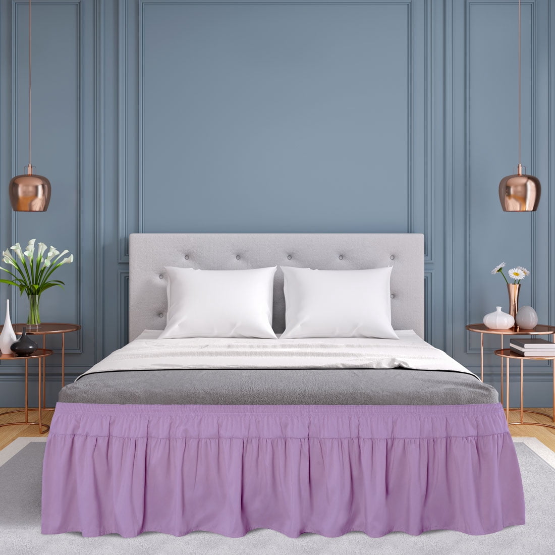 16 Inch Drop Polyester Brushed Bed Skirt Elastic Dust Ruffles Queen