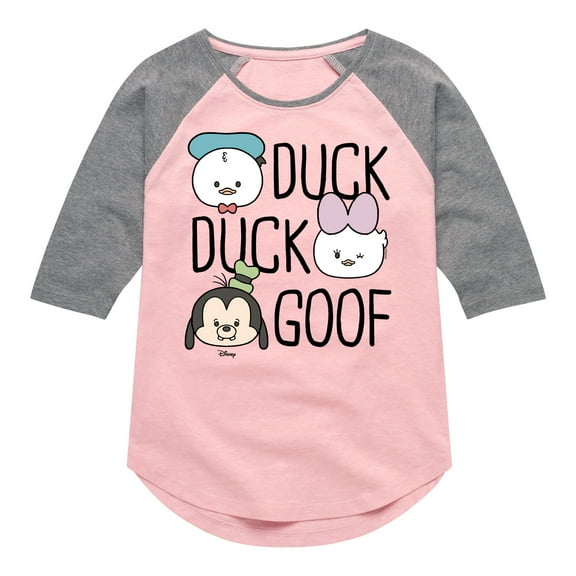 Disney - Duck Duck Goof - Toddler & Youth Girls Raglan Graphic T-Shirt
