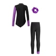 thumbnail image 2 of inhzoy Kids Girls Long Sleeve Figure Skating Tops with Pants Set Training Sports Suit Purple 8, 2 of 6
