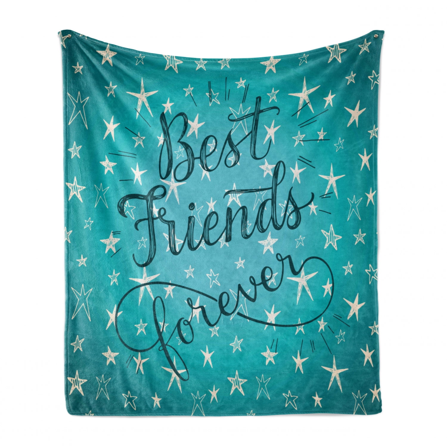 50 x 60 Pale Green Dark Teal Cozy Plush for Indoor and Outdoor Use Ambesonne Saying Soft Flannel Fleece Throw Blanket Best Friends Forever Message on Scribbled and Hatched Stars
