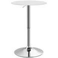thumbnail image 1 of CoSoTower Table de Bar Ronde Moderne Réglage de Hauteur Bureau de Pub Bistro pour la Maison Dessus en Bois Recouvert de Similicuir Base Chromée Blanc, 1 of 7