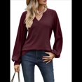 thumbnail image 2 of Camisetas de Larga para Mujer, Blusa con Escote en V Profundo, Elegantes e Informales, Moda 2025, Holgadas y Suaves, para Otoño e Invierno Vino Tinto L, 2 of 10