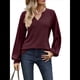 thumbnail image 2 of Camisetas de Larga para Mujer, Blusa con Escote en V Profundo, Elegantes e Informales, Moda 2025, Holgadas y Suaves, para Otoño e Invierno Vino Tinto L, 2 of 10