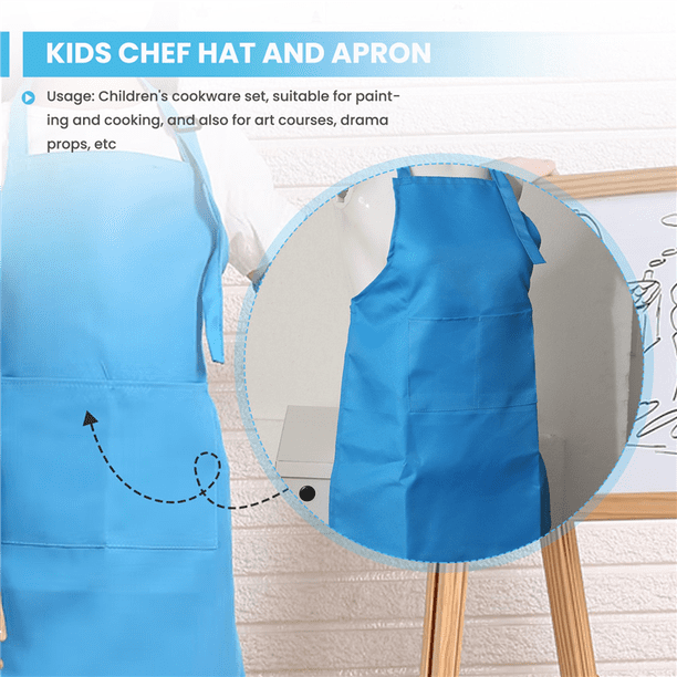 Lot De 8 Tabliers Enfants Avec Toques De Chef - Tablier Réglable + Toque Pour Cuisine, Peinture Et Bricolage - Rouge Jaune Bleu Violet