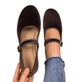 thumbnail image 4 of Ytobaz Mary Jane Shoes for women Buckle Strap Velvet Flats Round Toe Dress Shoes Office Work Wedding Travel Walking Daily Casual Footwear, 4 of 9