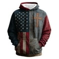 thumbnail image 3 of SYMOID Big & Tall Men's USA Patriotic Christian Cross Hoodie - 100% Polyester Vintage Distressed, Black, Size 3XL, Drawstring Hood & Kangaroo Pocket, 3 of 3