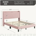 thumbnail image 2 of Yaheetech Velvet Upholstered Bed Frame with Charging Outlets and USB Ports, Queen, Pink, 2 of 7