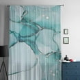 thumbnail image 5 of Marble Turquoise Semi Sheer Curtains Drapes for Living Room, Bedroom, French Doors Window 96 Inches Long, Abstract Nature Cracks Silver Wavy Rod Pocket Chiffon Curtain Drapery Voile Draperies Panel, 5 of 6