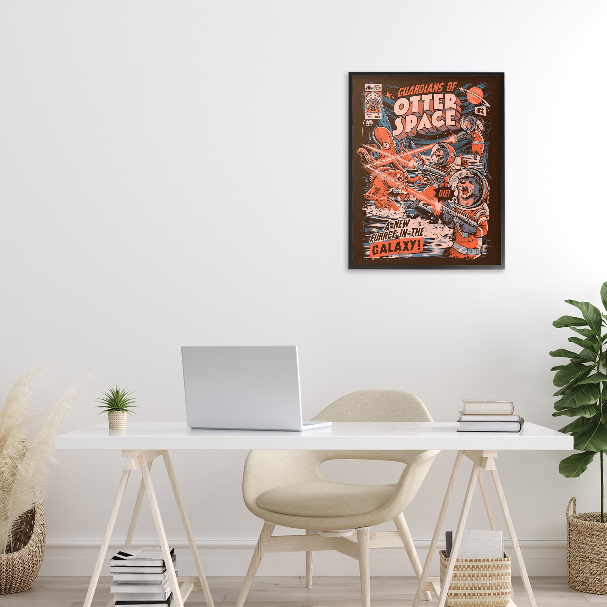 Stupell Industries Guardians Of Otter Space Retro Black Framed Giclee Art, design by EduEly Designs