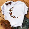 thumbnail image 1 of T-shirt Femme Imprimé Mode Fleur Papillon Manches Courtes Décontracté Haut Graphique, 1 of 7