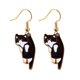 thumbnail image 1 of Delicados pendientes con forma de anzuelo de pez, diseño de gatito, para amantes de los gatos, Navidad, gato negro, 1 of 5
