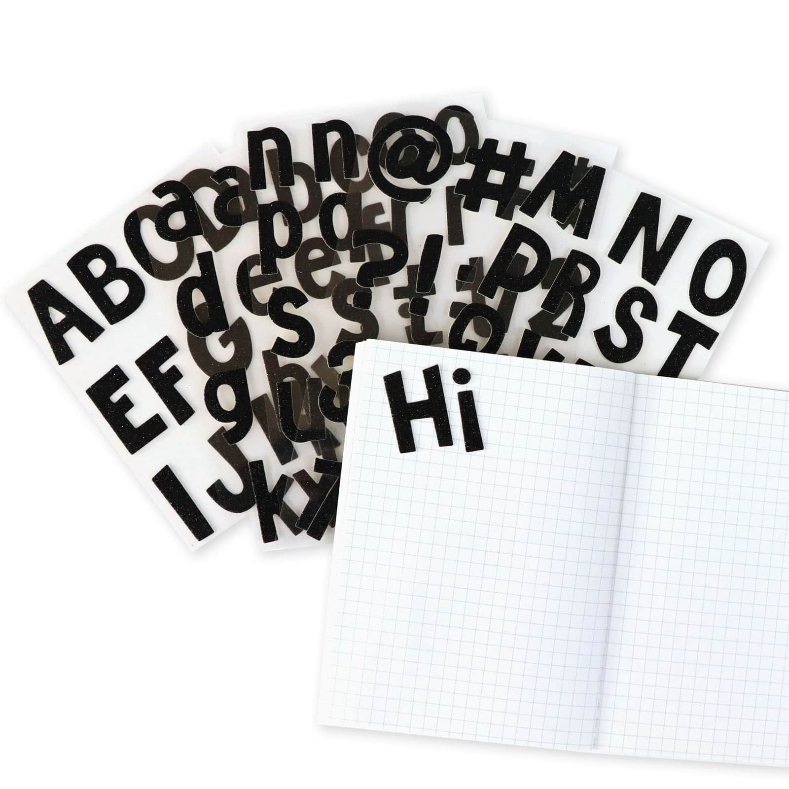 Recollections Black Glitter Alphabet Chipboard Stickers, 12 Pack