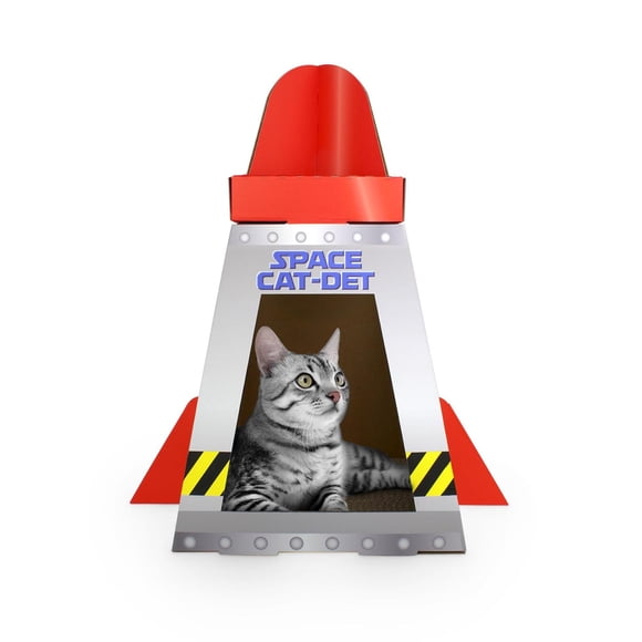 American Cat Club Casa para Gatos con rascador y zacate gatera incluida, Nave Espacial