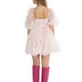 thumbnail image 5 of Coduop Women Layer Dress Square Neck Sundress Puffy Sleeve Mini Tulle Mesh Dresses, 5 of 6