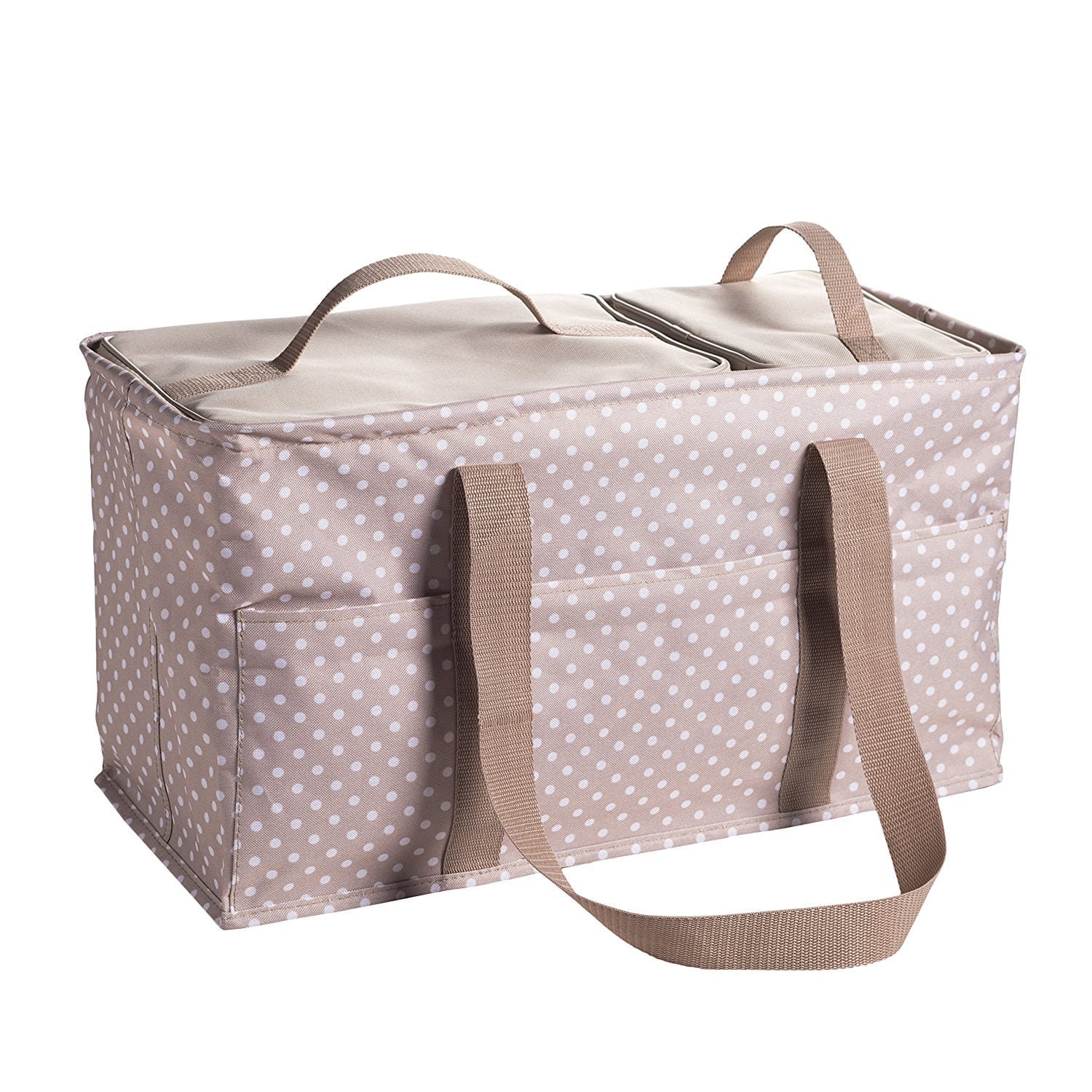 Large Utility Tote Bag With Handles, 2 Zippered Coolers, Heavy Duty Fabric - Beach Picnic Basket ...
