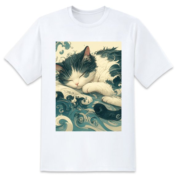 Basic Oversize Tees For WomenCat Loose Boyfriend Shirts Casual Blouse round neck